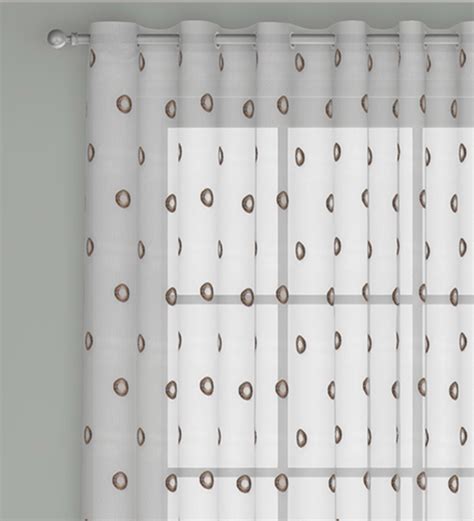 Buy Brown Geometric Polyester Ft Sheer Eyelet Door Curtain By Gm