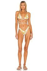 Monica Hansen Beachwear Vintage Chic Bikini Top In Yellow Abstract