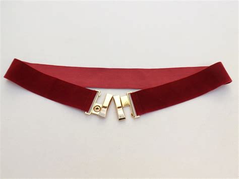 Burgundy Wide Elastic Velvet Waist Belt With Gold Clasp Etsy