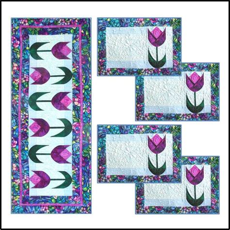 Spring Tulips Table Runner And Placemats Pdf Quilt Pattern Etsy