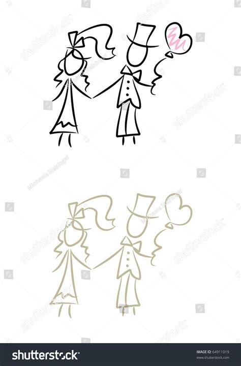 Wedding Doodles Simple Drawing Of Bride And Bridegroom Two Color