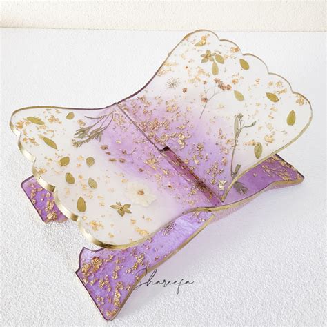 Jual Shareefa Bicolor Botanical Quran Holder Handcrafted Resin Art