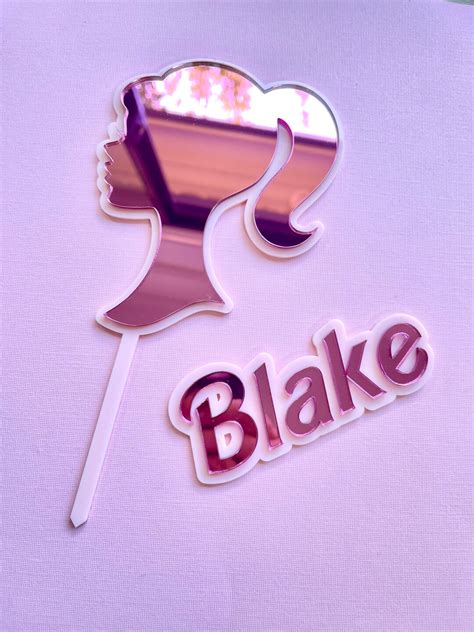 Acrylic Barbie Themed Cake Topper Custom Name Cake Topper Mirror