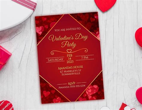 Editable Valentines Day Party Invitation Template Instant Download