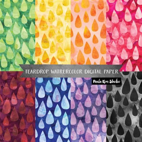 Teardrop Pattern Watercolor Digital Paper Background Digital | Etsy