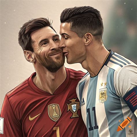 cristiano ronaldo hugging lionel messi  craiyon