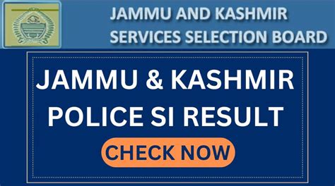 JK Police SI Result 2023 Out JKSSB Sub Inspector Merit List