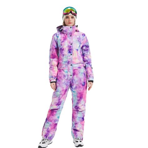 Womens One Piece Ski Suit Colorful Jumpsuits Snowboard Snowsuits Winter
