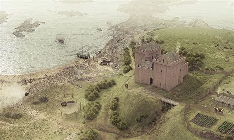 Illustrated reconstruction of Ardrossan Castle, Ayrshire, Scotland