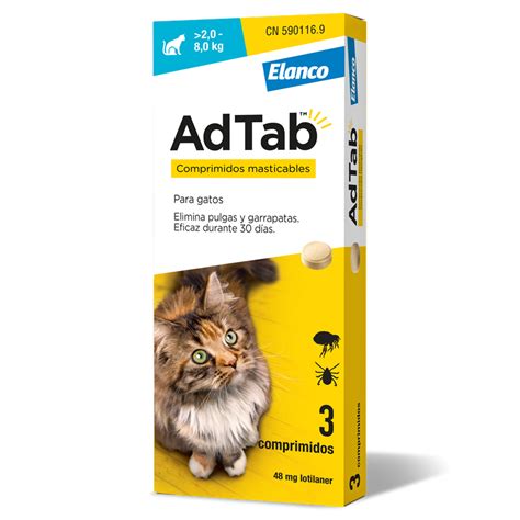 3 Comprimidos Masticables Antiparasitarios Adtab Para Gato Petsfarma