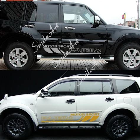 2PCS For Mitsubishi Pajero Car Both Side Vinyl Sport Decals Door Side