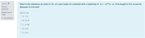 Solved Question 1 What is the resistance (in units of 2) of | Chegg.com