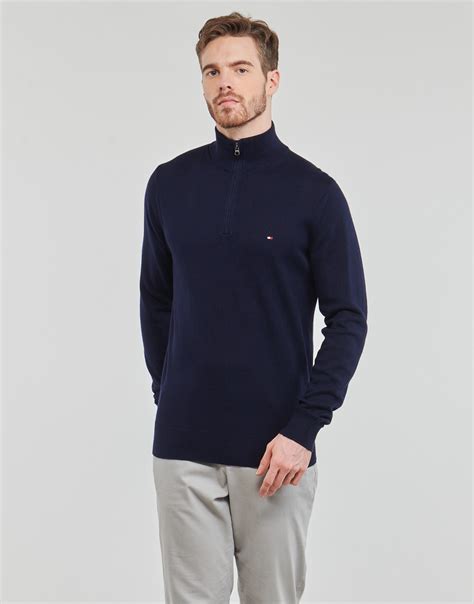 Tommy Hilfiger Pima Org Ctn Cashmere Zip Mock Marine Bezpłatna