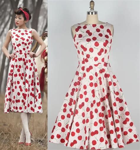 Retro Audrey Hepburn Swing Dress Plus Size Women Cotton Polka Dots 50s