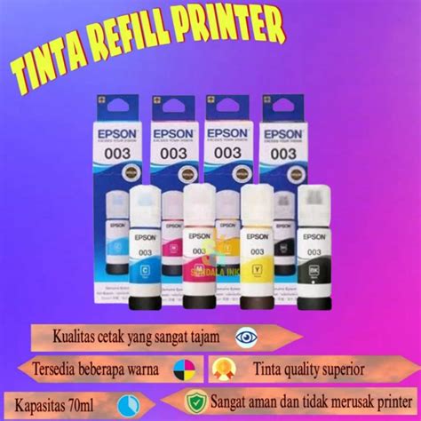 Jual 1 SET 4 PCS Tinta Epson 003 Premium Tipe Printer L1110 L3101 L3110