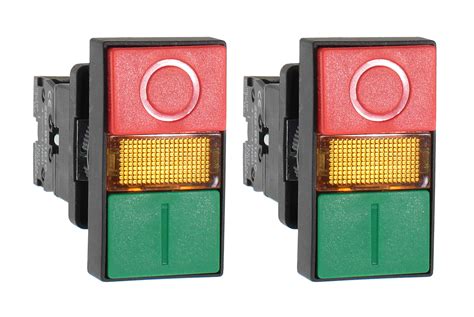 Shopcorp Double Head Push Button with Signal Lamp – On/Off Start/Stop Switch for Home and ...