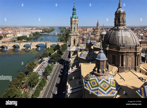 Spain Aragon Zaragoza Basilica De Nuestra Senora Del Pilar Stock