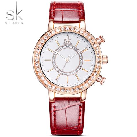 Sk Women Fashion Golden Wrist Watches Fully Jewelled Top Luxury Brand