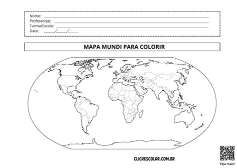 Mapa Mundi Para Imprimir Ou Colorir