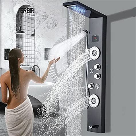 Alenartwater Wall Mounted Bathroom Shower Panel Tower System Led