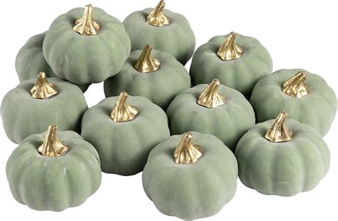 Whaline Artificial Pumpkins Bulk Vintage Green Pumpkin Harvest Lifelike