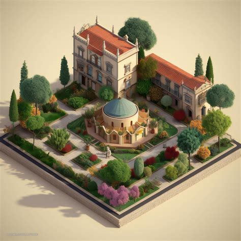 Miniatura isométrica del jardín de la concepción Foto Premium