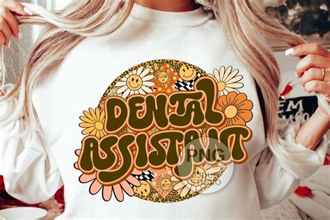 Dental Assistant Png Retro Groovy Floral Leopard Sublimation