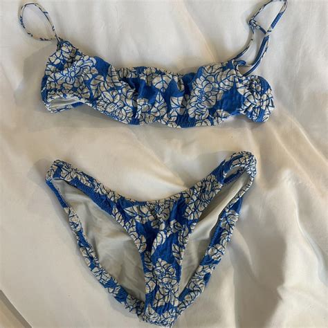 Xs Blue Floral Triangl Bikini Xs Top And Bottom But Depop