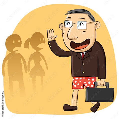 Cartoon Man Forgot To Wear Pants Stock Vector Adobe Stock