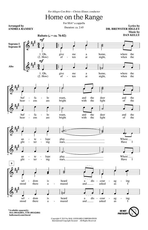 Home On The Range Sheet Music by Andrea Ramsey (SKU: 00142483 ...