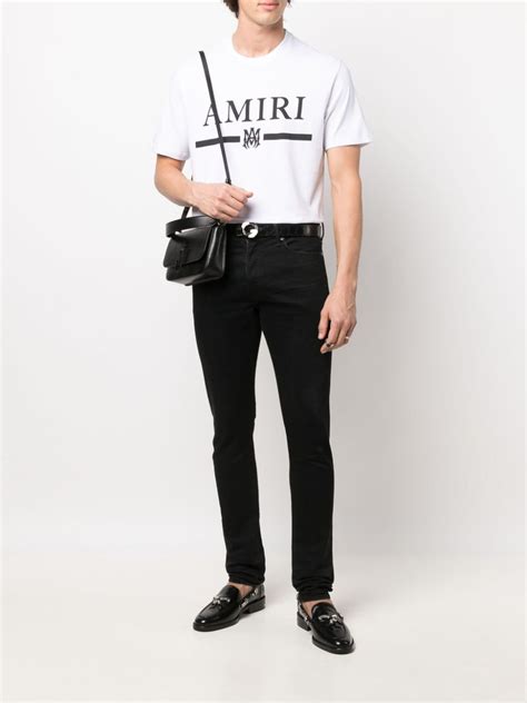 AMIRI Logo Print Short Sleeve T Shirt Farfetch