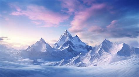 Premium AI Image Majestic Mountain Peak Snow Covered Landscape Panorama