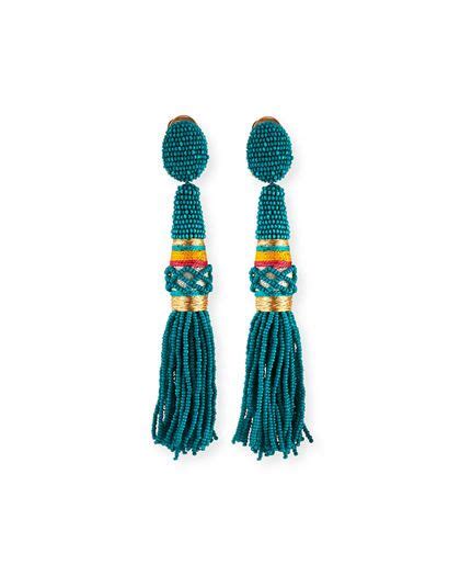 Oscar De La Renta Beaded Tassel Clip On Earrings Neiman Marcus Mens