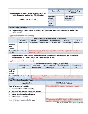 Fillable Online Bphc Hrsa Patient Impact Form Fax Email Print PdfFiller