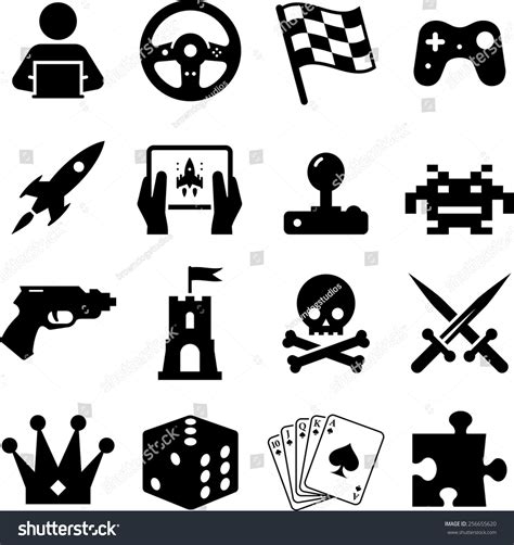 Assorted Video Game Icons And Symbols. Vector Icons For Digital And ...