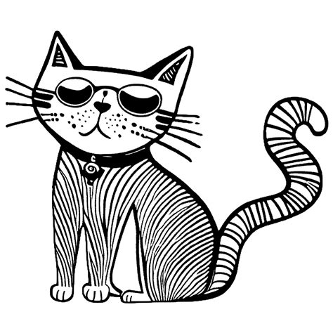 Cool Cat Coloring Page · Creative Fabrica