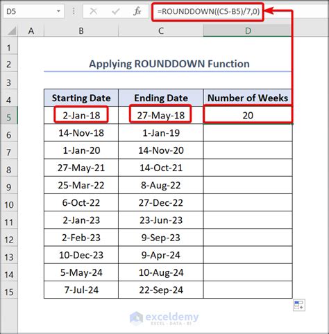 How To Calculate The Number Of Weeks Between Two Dates In Excel