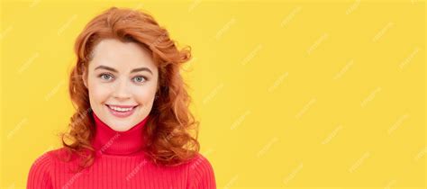 Premium Photo Portrait Of Beautiful Cheerful Redhead Girl Curly Hair