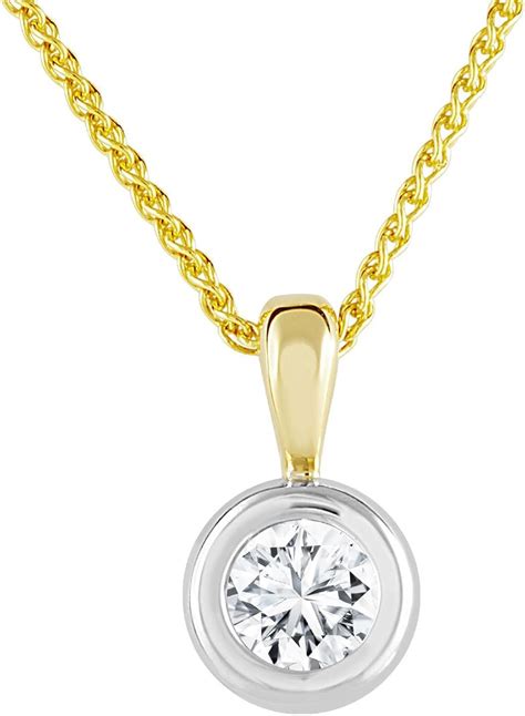 Diamond Line Damen Kette Mit Anh Nger Solitaire Bicolor Diamant