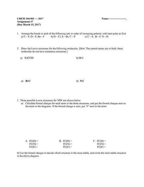 Nof Lewis Structure With Charges