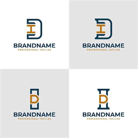 Letras elegantes di e id monograma logotipo adequado para negócios