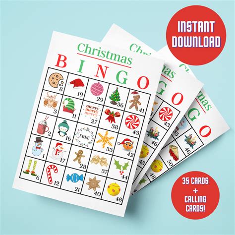 Christmas Bingo Cards Printable Christmas Bingo Game 35 Holiday Bingo Cards Xmas Party Games