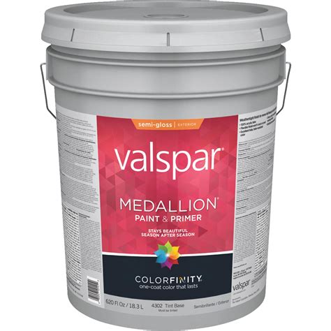 Valspar 4302 5gal Exterior House Paint Semi Gloss Tint Base 5 Gal Package Pail