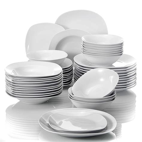 MALACASA Series Elisa 48 Piece Dinner Sets Ivory White Porcelain