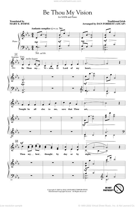 Forrest Be Thou My Vision Sheet Music For Choir Satb Soprano Alto Tenor Bass