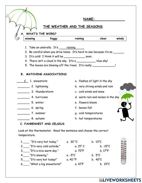 Weather Online Exercise For Grade Weather Worksheets Seasons