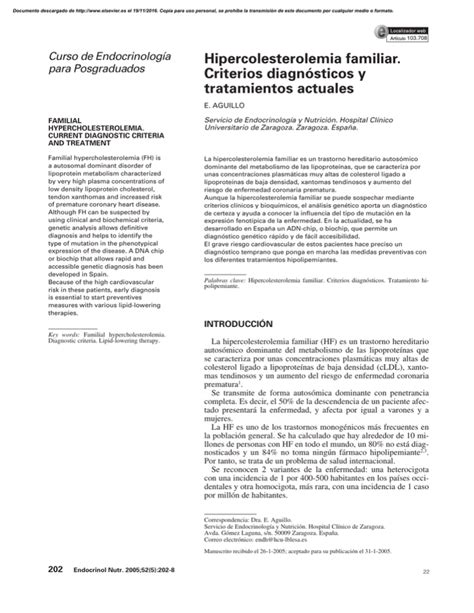 Hipercolesterolemia familiar Criterios diagnósticos y tratamientos