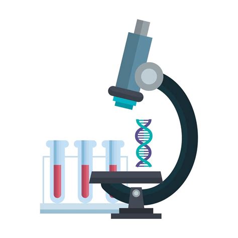 Microscope Laboratory With Dna Structure And Tubes Test Vector