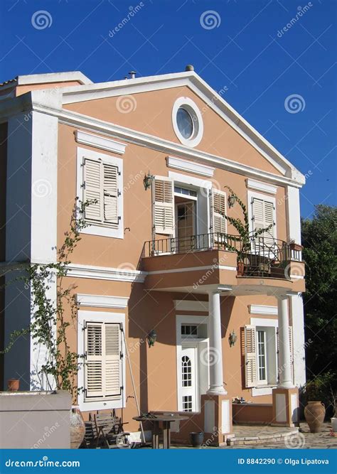 Beautiful greek villa stock photo. Image of building, balcony - 8842290