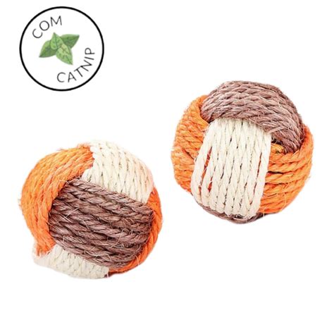 Brinquedo Bolinha Sisal Guizo Catnip Para Gatos Bolinha Para Gato